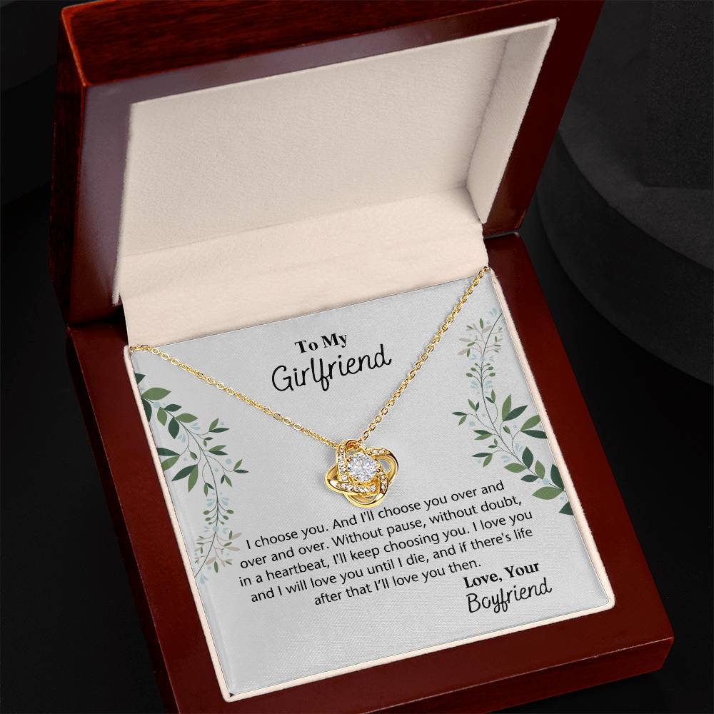 To My Girlfriend Necklace From Boyfriend, Husband, Gift Necklace For Girlfriend I Choose You Necklace - Love Knot Pendant Gift For Girlfriend, Soulmate Necklace To Girlfriend Jewelry Gift For Girls