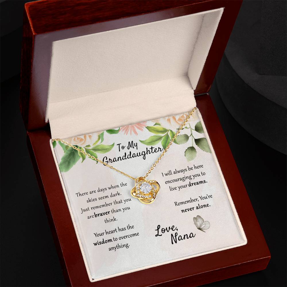 To My Granddaughter Love Knot Necklace From Nana, Grandma, Jewelry Gift For Granddaughter, Nana And Granddaughter Jewelry Gift On Birthday, Xmas, Graduation Gift You're Never Alone Necklace