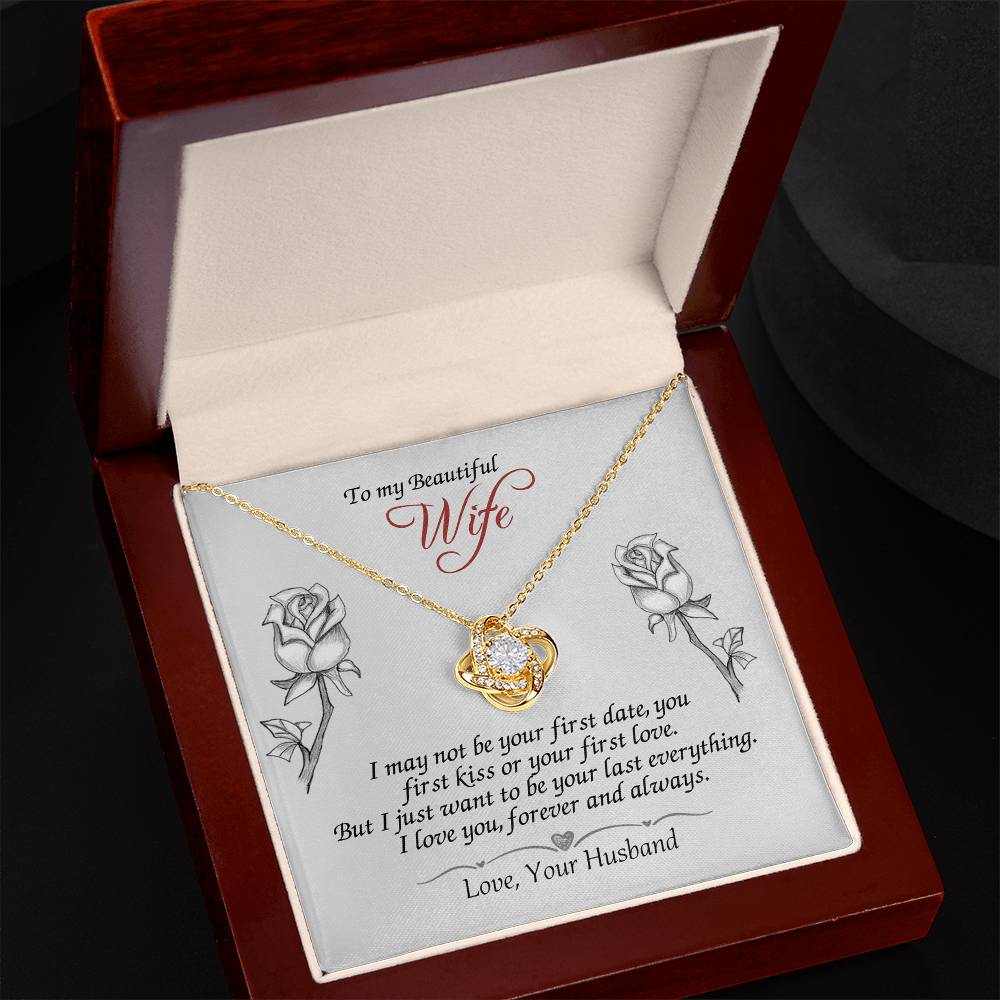 To My Beautiful Wife Gift Necklace, Last Everything Necklace Gift For Wife, To My Beautiful Wife Love Knot Necklace from Husband To Wife Love Knot Pendant, Jewelry Gift For Women, Soulmate Necklace