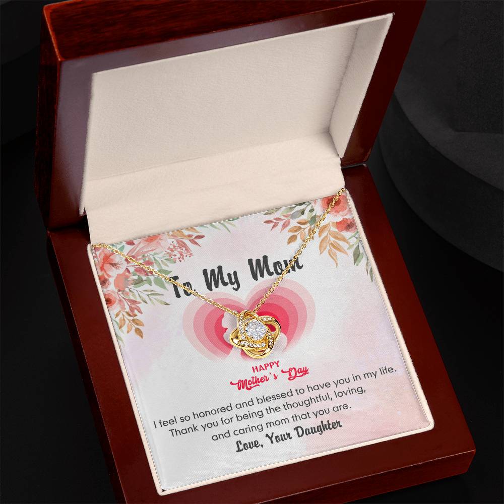 Happy Mother's Day Necklace, To My Mom Love Knot Necklace From Daughter, Badass Mom Necklace Gift For Mom Thank You Necklace Gift For Mom, Mother And Daughter Jewelry Gift For Women, Bonus Mom