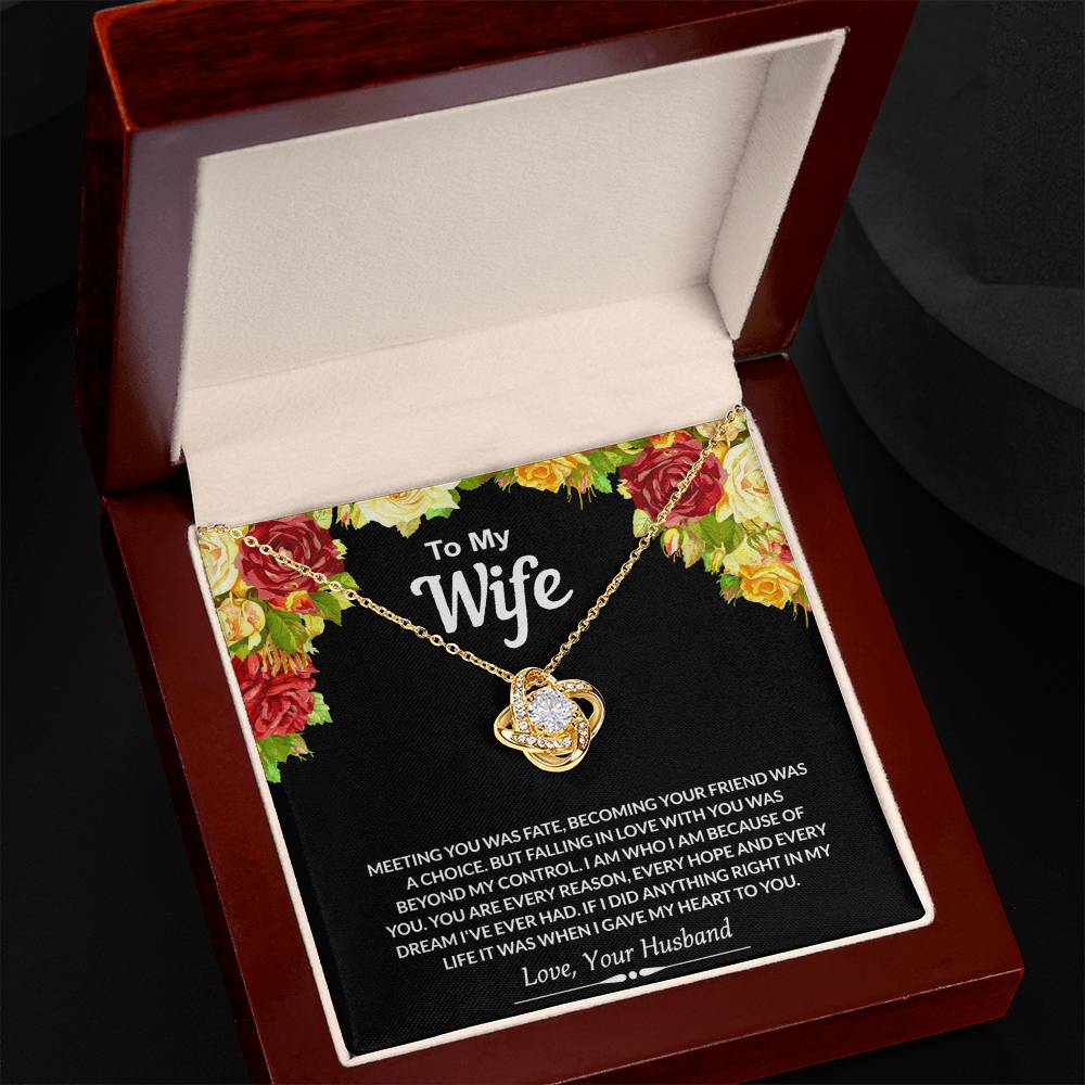 To My Wife Gift Necklace From Husband, Necklace Gift For Wife, Soulmate Gift Necklace Girlfriend, Husband To Wife Love Knot Pendant, Jewelry Gift For Women, Woman Necklace Gift My Heart To You