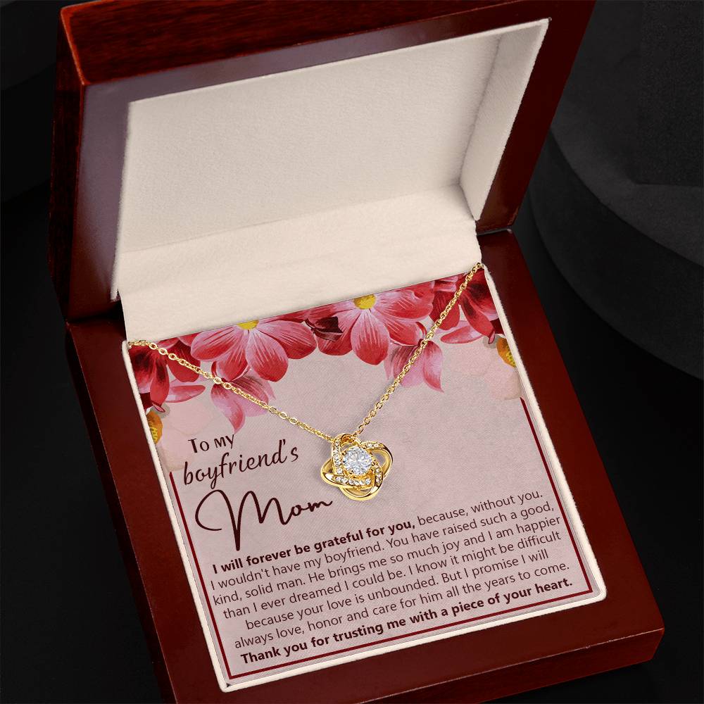 To My Boyfriend's Mom Necklace From Girlfriend Mom, Boyfriends Mom Love Knot Necklace, Boyfriend's Mom Gift Necklace, Boyfriend's Mom Gifts Necklace On Mother's Day, Xmas Present Jewelry For Women