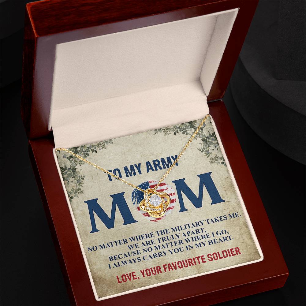 Army Mom Necklace, To My Army Mom Necklace From Daughter, Favourite Soldier Necklace Gift For Mom, Army Mom Love Knot Necklace Gift, Military Mom Gift Necklace, Soldier Mom Necklace Gift For Women