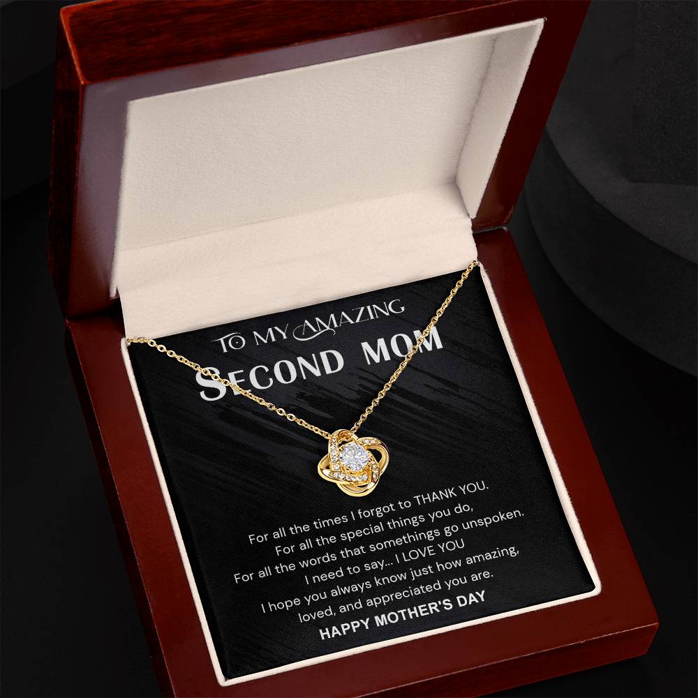 To My Amazing Second Mom Necklace From Daughter, Jewelry Gift For Women, Mother Happy Mother's Day Knot Pendant Gift For New Mom, Mother's Day Necklace Gift For her, Mother And Daughter Necklaces