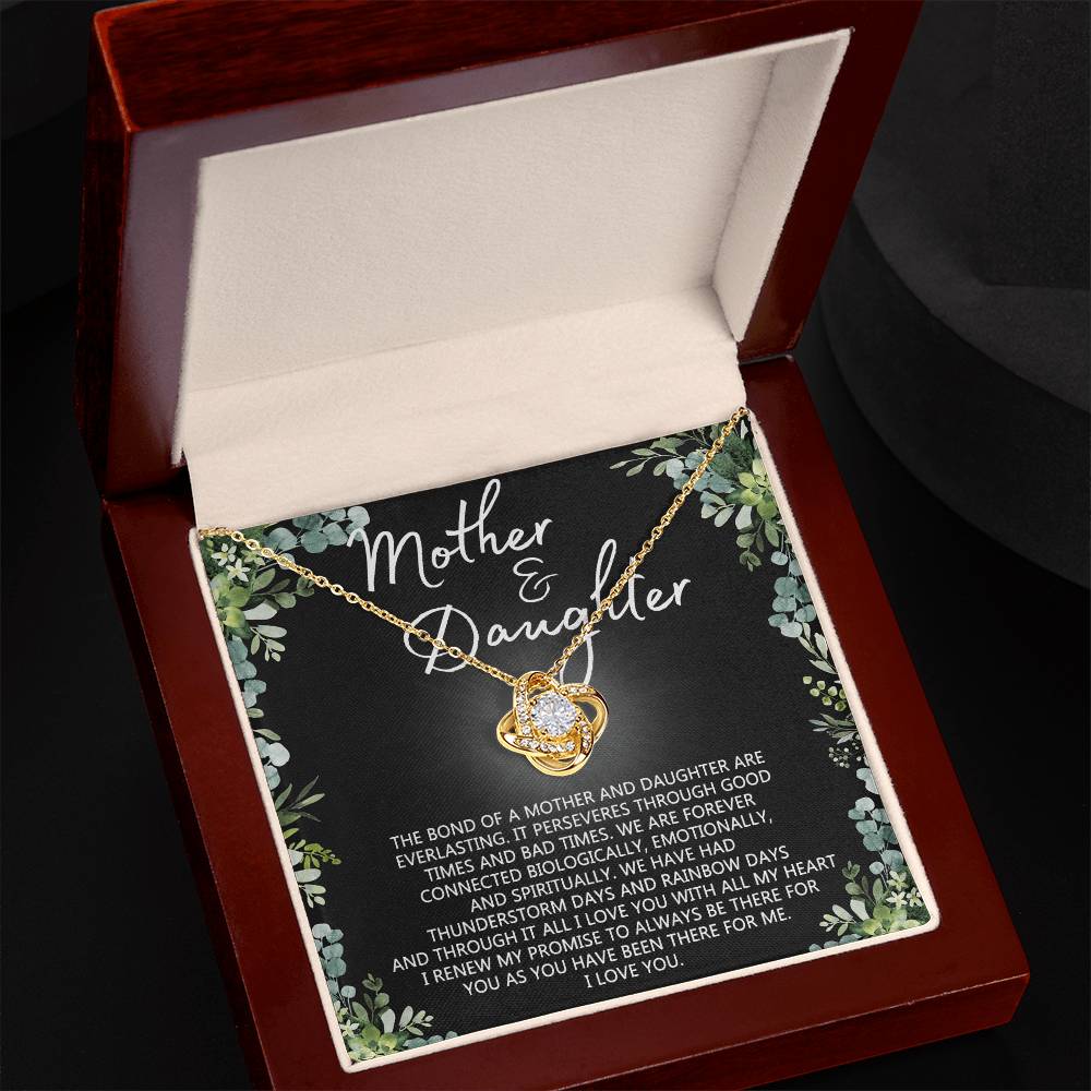 Mother And Daughter Necklace, Mothers day Necklace Gift For Mother, To My Mother Love Knot Necklace Gift From Daughter To Mom Jewelry Gift For Women Bonus Mom Boyfriend's Mom Gift Necklace