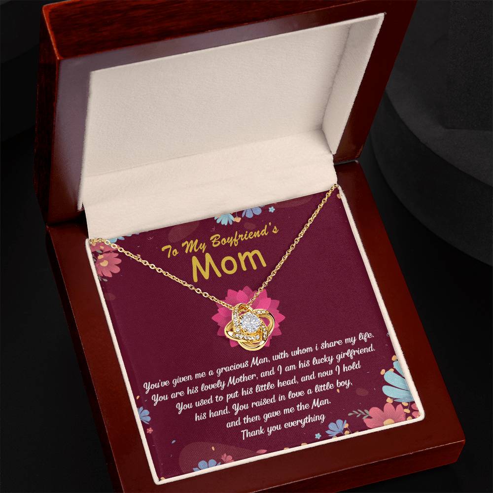 To My Boyfriends Mom Necklace From Girlfriend, Boyfriend's Mom Gift Necklace, Boyfriend Mom Gifts Jewelry For Boyfriend's Mom, Love Knot Necklace Gift For Boyfriends Mom On Mothers Day, Christmas