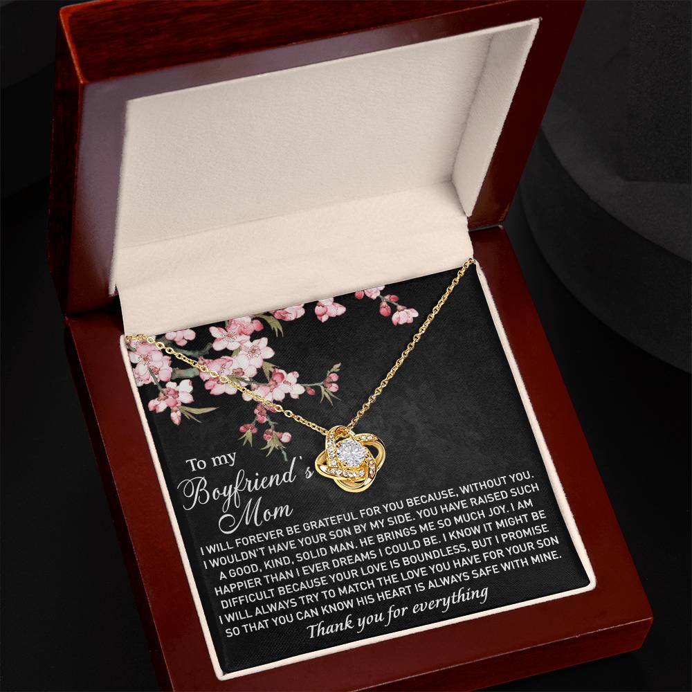 To My Boyfriend's Mom Necklace From Girlfriend, Gifts Necklace For Boyfriends Mom, Boyfriends Mom Love Knot Necklace Gift On Birthday Gift, Mothers Day, Christmas Anniversary, Jewelry For Women