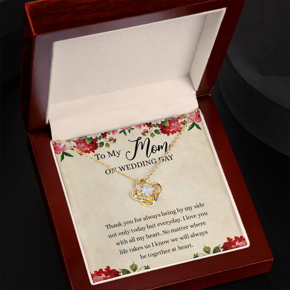 To My Mom Love Knot Necklace Gift for Mom on Wedding Day, Gift Necklace for Mother of The Groom, Gift for Bridesmaid Proposal Gift Necklace, To My Mom Gift Necklace On Wedding Day from Daughter