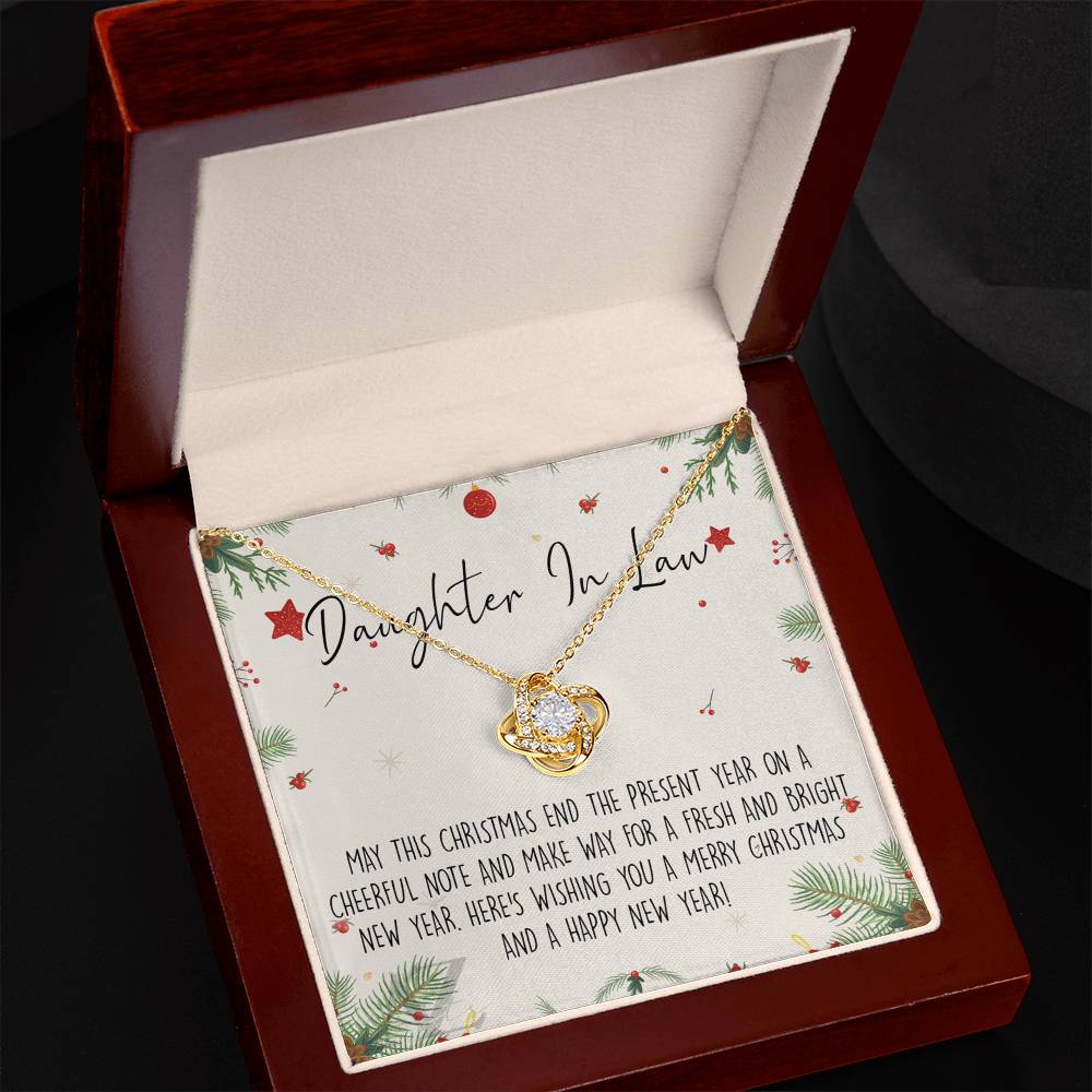 Christmas Jewelry For Girls, Daughter in Law Gift Necklace, Jewelry Gift for Daughter in Law Gift from Mother in Law, Daughter in Law Xmas Love Knot Necklace Holiday Gift From In Law