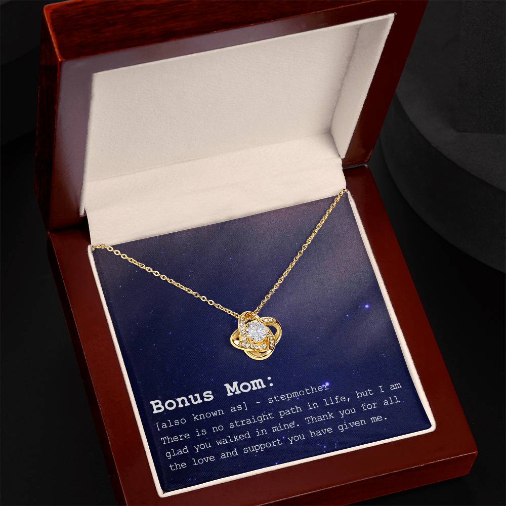 To My Bonus Mom Necklace From Bonus Daughter, Bonus Mom Gift Necklace, Jewelry For Mom, Stepmother Gift Necklace, Love Knot Pendant For Women, Thank You For Mom Card Gift Bonus Mom On Mothers Day