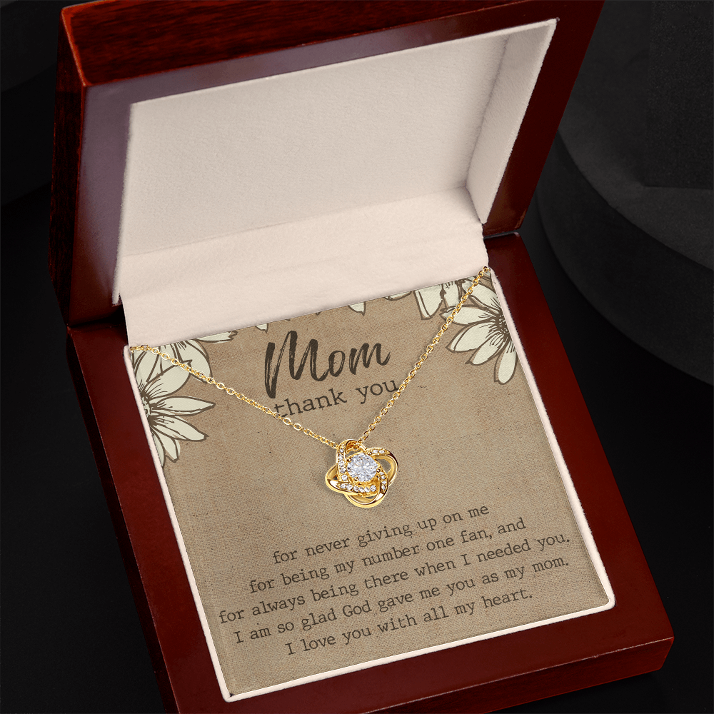 Thank You Gift necklace For Mom, To My Mom Love Knot Necklace Gift From Daughter, Jewelry Gift For Women, Mother Daughter Gift Necklace For Bonus Mom Gift Necklace Second Mom New Mom Gift Necklace