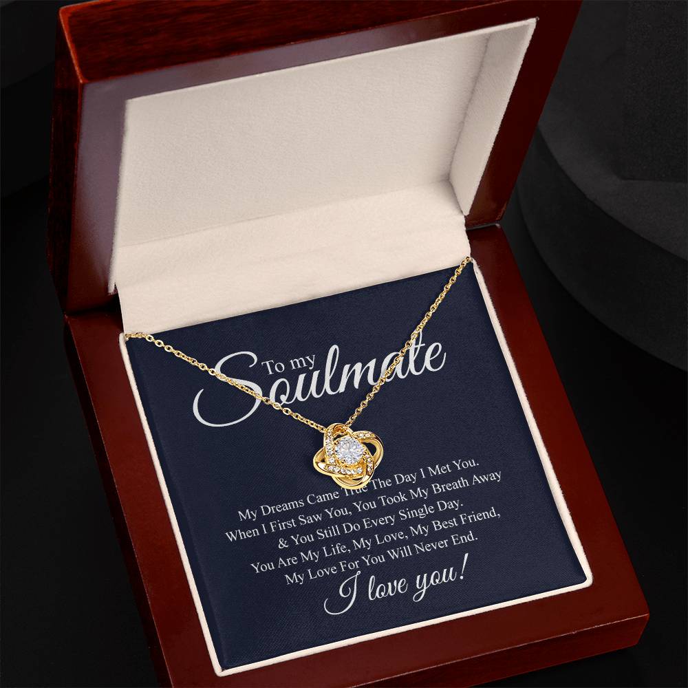 To My Soulmate Love Knot Necklace From Futture Husband To Wife Girlfriend Soulmate Gift Love Knot Pendant On Valentines Day Christmas Necklace for Her Romantic My Dreams Jewelry Gift For Women