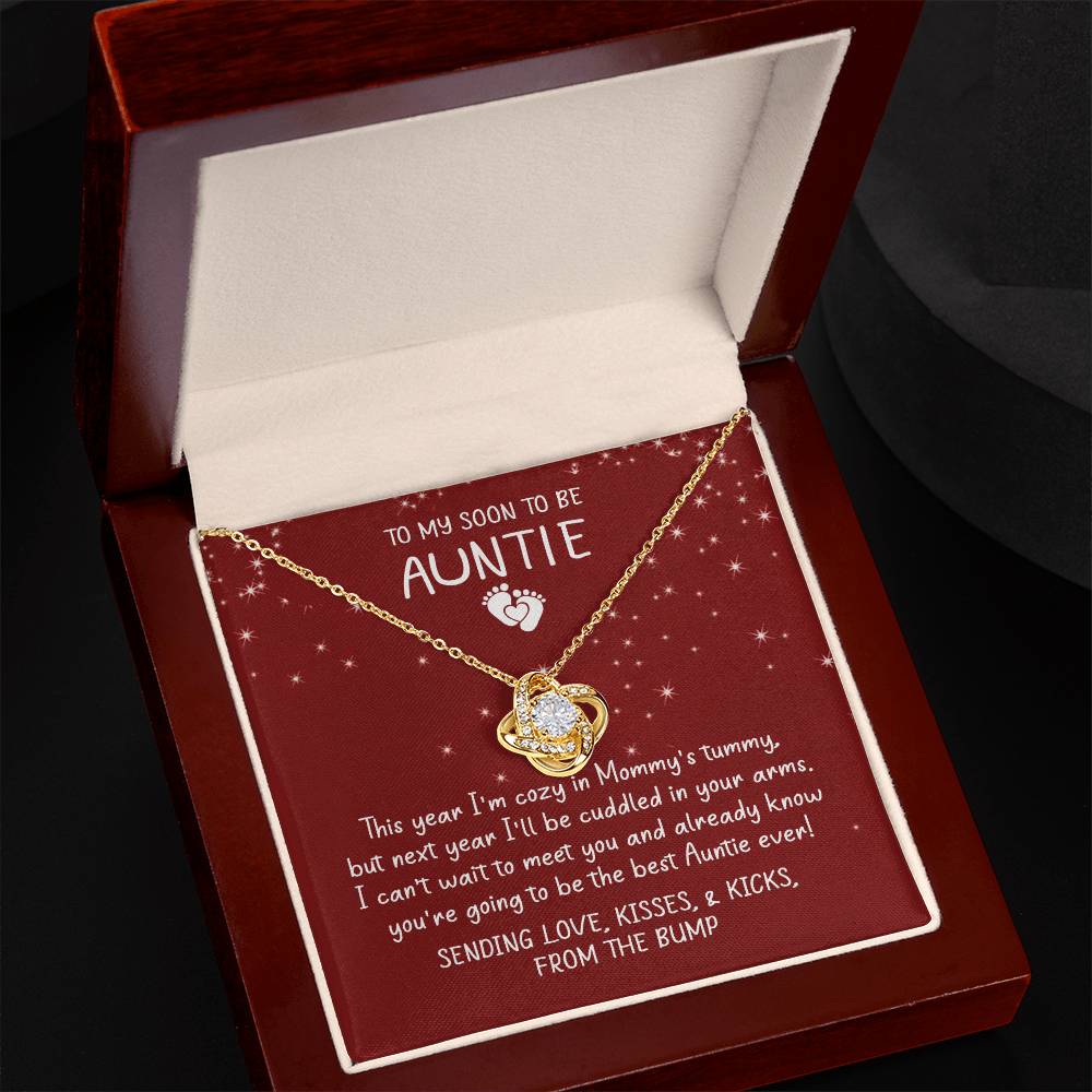 Auntie Pregnancy Announcement Gift Necklace, Christmas Necklace From Bump To Aunt-to-be, To My Soon To Be Auntie Love Knot Necklace, Gift from The Bump, Soon To Be Aunt Gift, Jewelry For Women