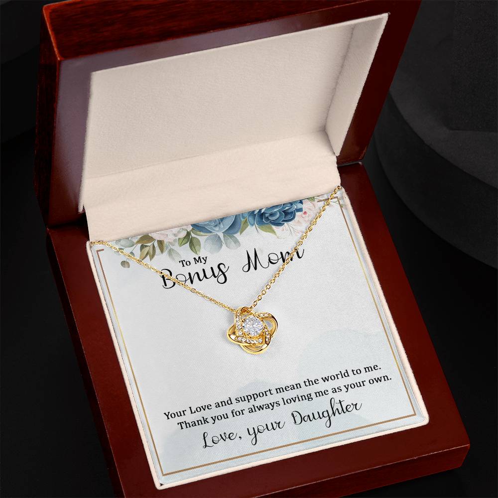 Bonus Mom Gift Necklace, Bonus Mom And Bonus Daughter Love Knot Necklace, To My Bonus Mom Necklace From Daughter, Thank You For Always Mom Necklace Gift On Mother's Day, Birthday Gift Anniversary