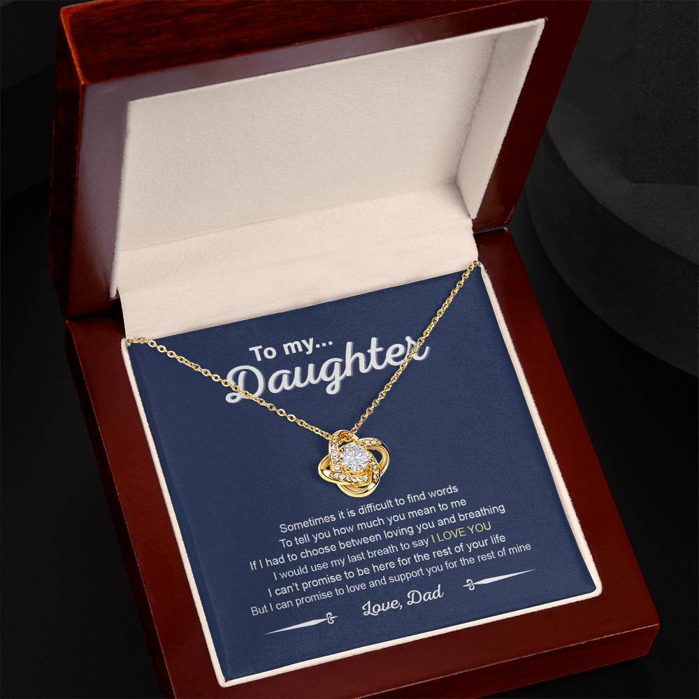 To My Daughter Love Knot Necklace From Dad, Father And Daughter Love Knot Pendant Gift For Daughter From Daddy To Daughter Love Knot Jewelry Gift For Girls, Love And Support Necklace For Daughter