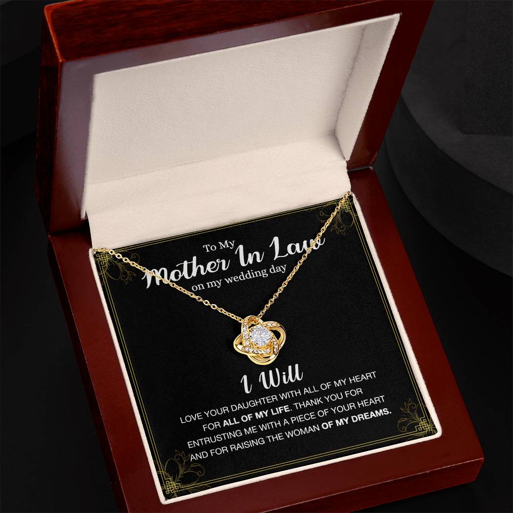 Mother In Law Gift Necklace, To My Mother In Law Love Knot Necklace Gift From Daughter, Mother In Law On My Weding Day Necklace, The Love Knot Necklace Gift On Wedding Day For Mother In Law Jewelry