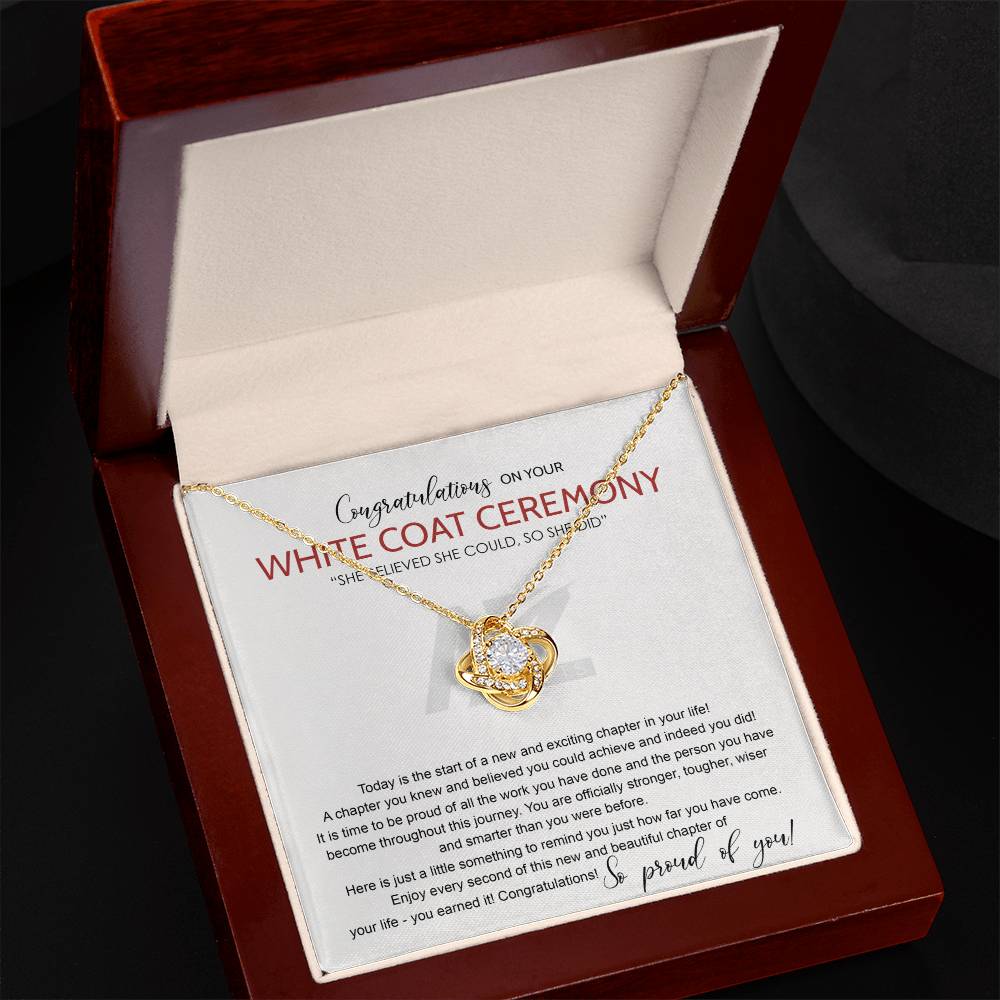 White Coat Ceremony Gift Necklace, Chiropractor White Coat Ceremony, New Doctor Gift, Gifts For for Girl, Daughter With Message Card and Gift Box Necklace Love Knot Necklace SO-2655078 chong hj