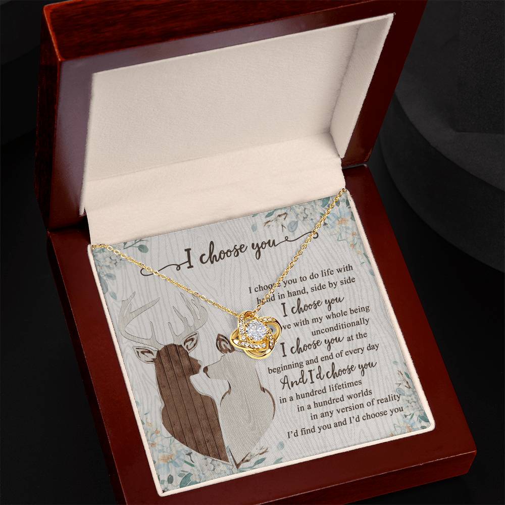 To My Smokin' Hot Doe Necklace From Husband, Boyfriend, I Choose You Hunting Love Knot Necklace Smokin' Hot Gift for Her Romantic, Girlfriend Gift Necklace Soulmate Gift Necklace With Message