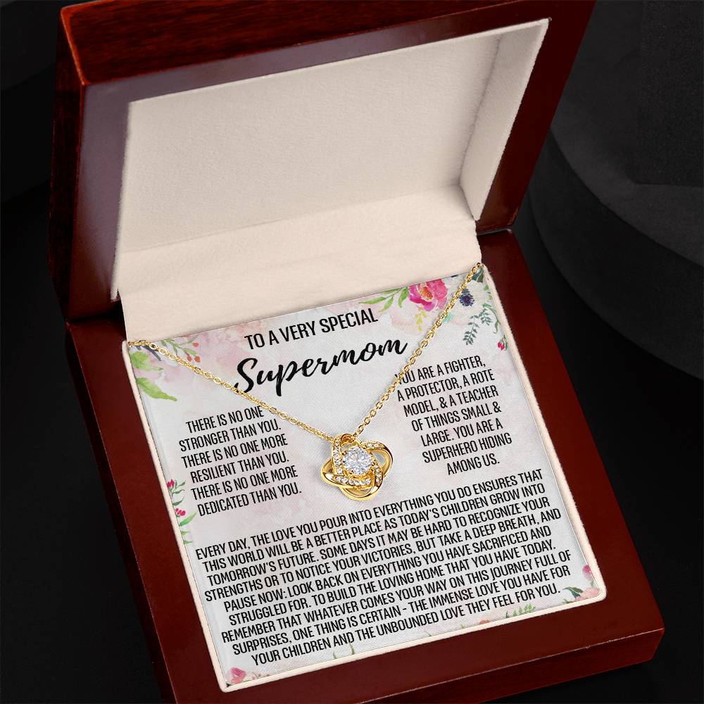 To My Mom Necklace From Daughter, To A Very Special Supermom Mom Love Knot Necklace Gift for Single Mother, Second Mom Gift Necklace, Present for Mom, Gift Necklace Mother's Day Idea Gift For Women