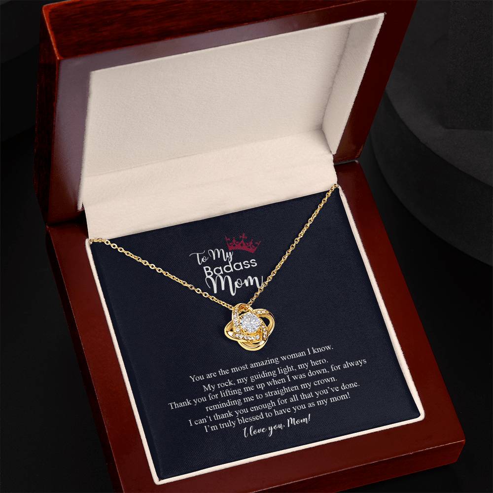 To My Badass Mom Love Knot Necklace, Gift For Mom Mother's Day Birthday Gift