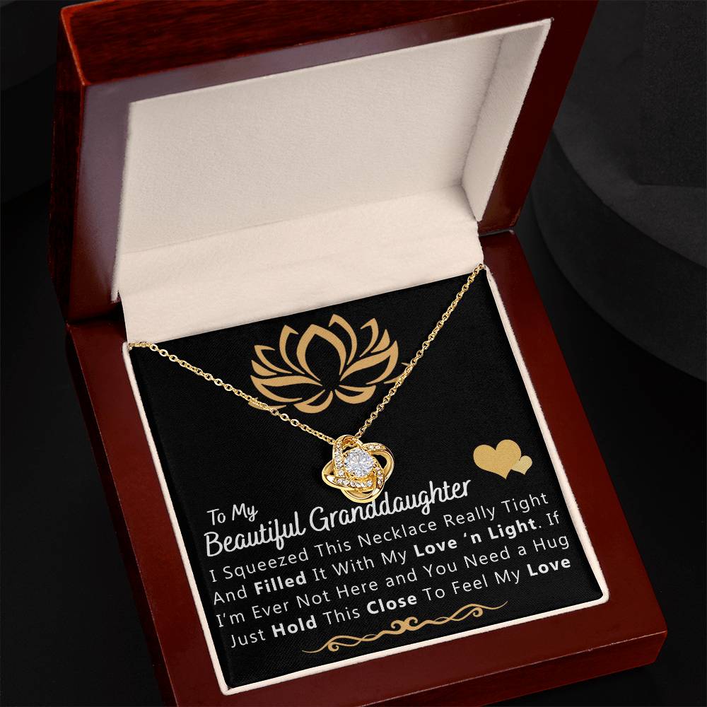 To My Beautiful Granddaughter Necklace From Grandma And Grandpa, To Granddaughter Love Knot Necklace, Gift Pendant For Granddaughtr, I Squeezed This Necklace Gift For Girls On Birthday, Anniversary