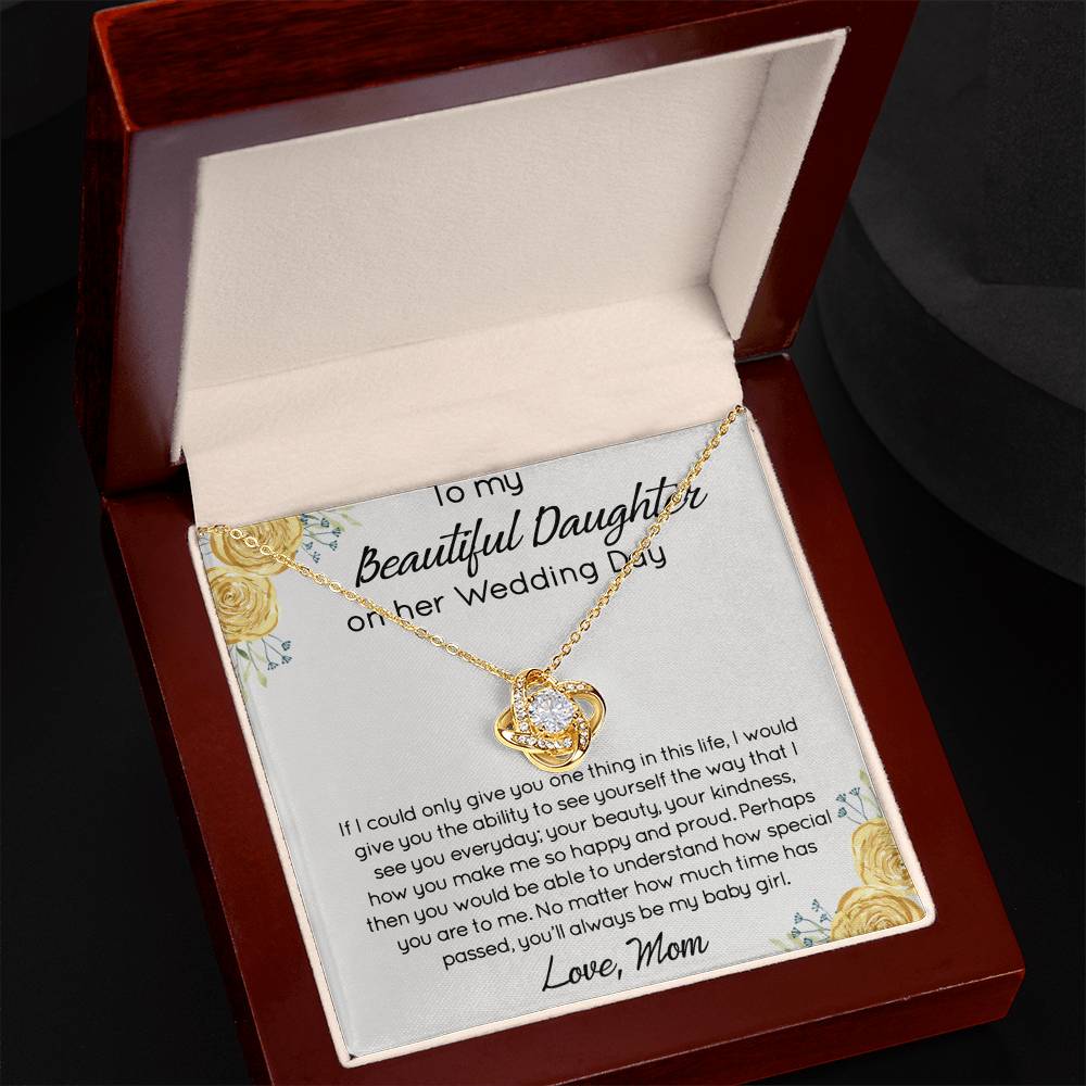 Personalized Gift Necklace For Daughter On Her Wedding Day, Jewelry For Daughter With Message Card And Box, To My Beautiful Daughter On Her Wedding Day Necklace From Mom, Mother To Daughter Gift
