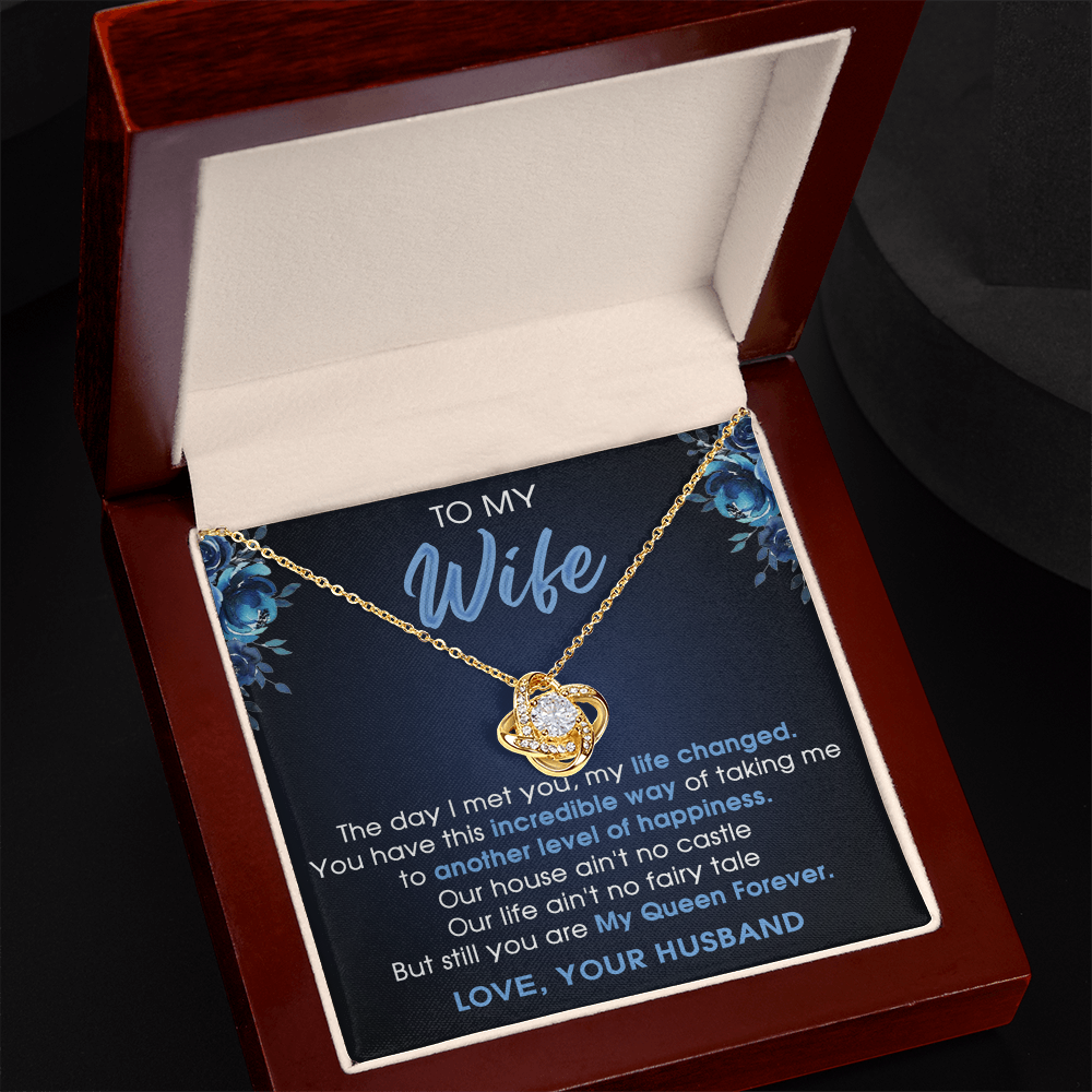 To My Wife Necklace From Husband Pendant Gift For Wife, Wife Gift Necklace, Husband To Wife Gift Love Knot Pendant From Men Jewelry Gift For Women, Soulmate Gift Necklace My Queen Forever Necklace