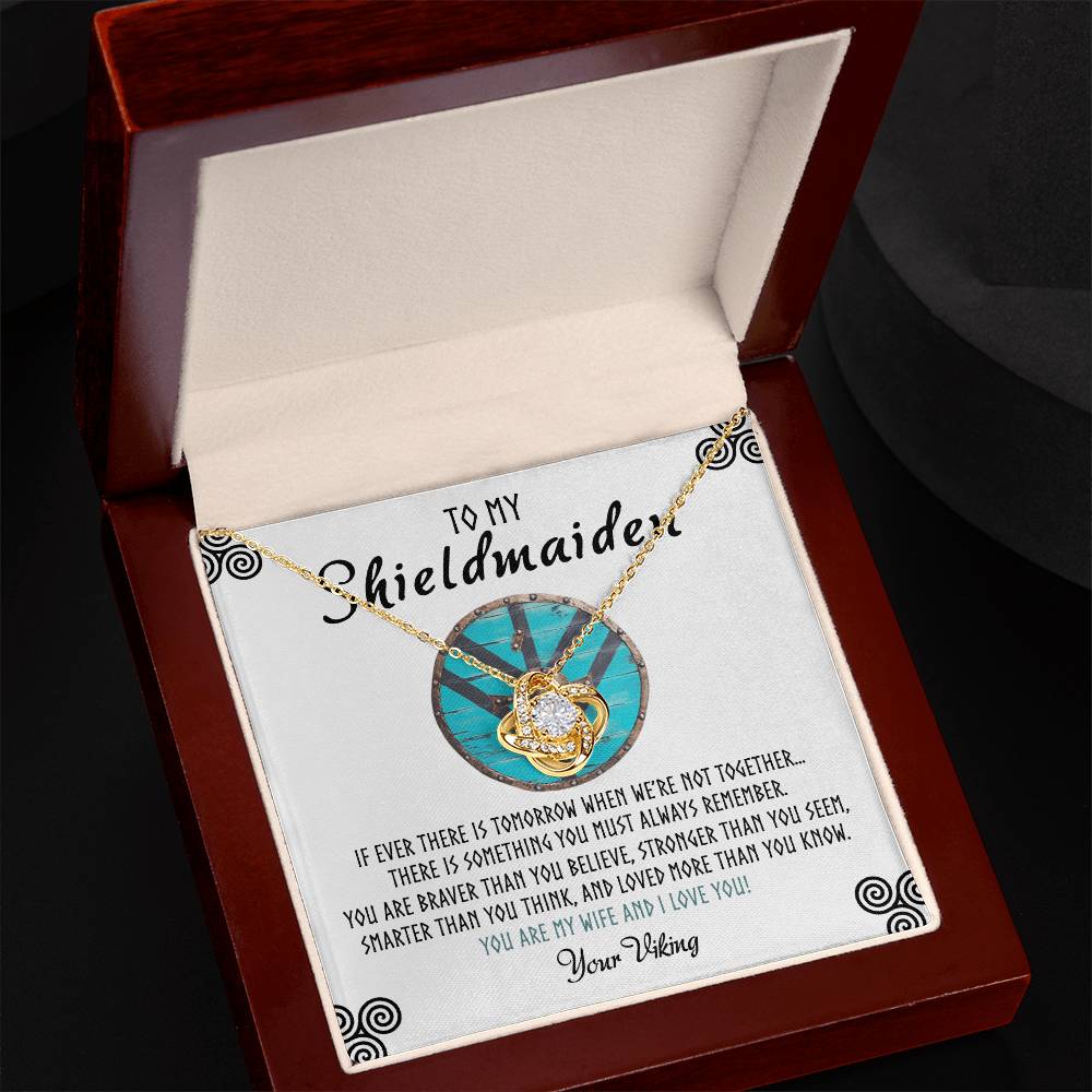 Shieldmaiden Necklace From Your Viking, Love Knot Pendant Gift From Wife, Fiancee, To My Shiedmaiden Love Knot Necklace Gift Jewelry For Women Pendant Female, You Are My Wife And I Love You Necklace