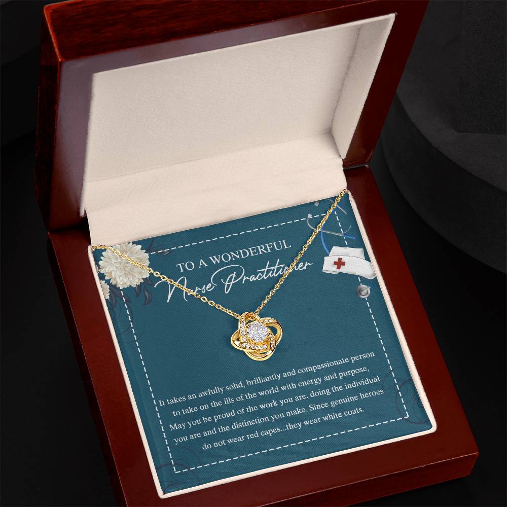 To My Nurse Practitioner Love Knot Necklace From Mom, Gift For New Nurse Jewelry Gift For Girl, Congrats Graduation Pendants Class Of 2026 Necklace Gift For Daughter, Granddaughter, Niece, Sister