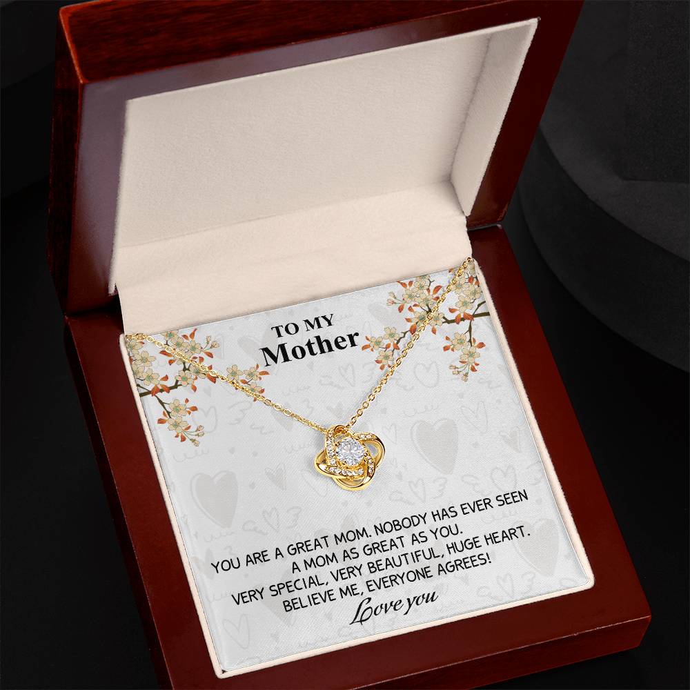 Great Mom Necklace, To My Mother Necklace From Daughter, The Love Knot Necklace Gift For Mom, Jewelry Gift For Women, Mother And Daughter Gift Necklace I Love You From Daughter To Mom Pendant