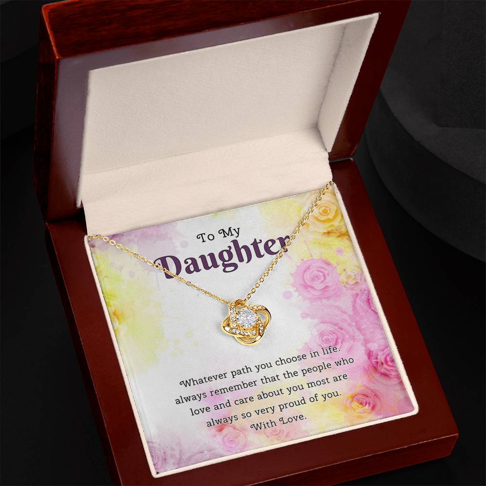 To My Daughter Love Knot Necklace From Paren, Flower Daughter Gift Necklace, Mother And Daughter Love Knot Necklace, Daughter Gift Necklace From Father, Mother To Daughter Jewelry Gift For Girls