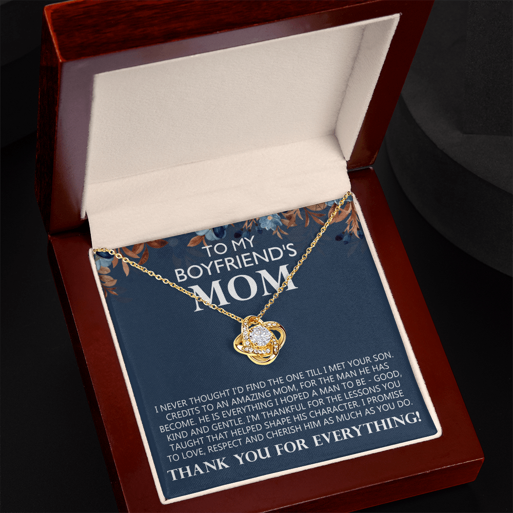 Boyfriend's Mom Gift Necklace, To My Boyfriends Mom Necklace From Girlfriends, Love Knot Necklace Gift For Boyfriends Mom, Jewelry For Boyfriend's Mom, Mothers Day Necklace For Boyfriends Mom