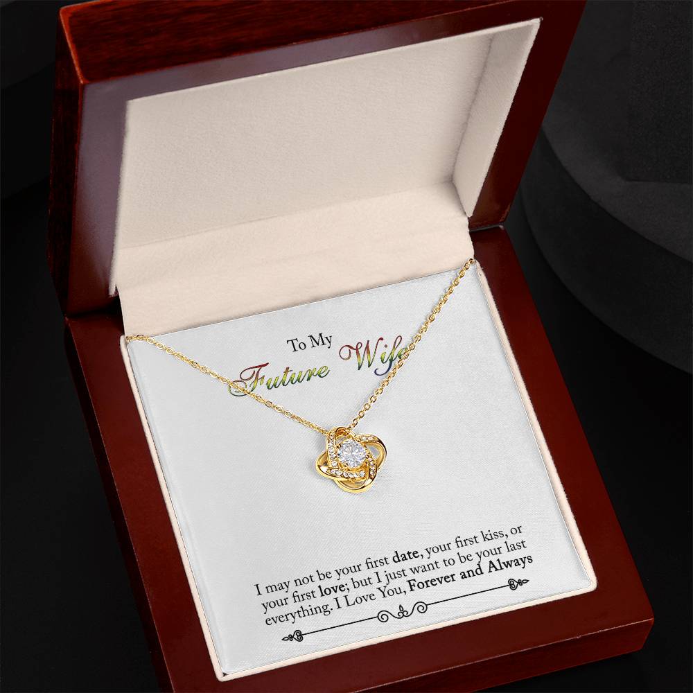 To My Future Wife Necklace Love Knot Necklace For Wife, Girlfriend With Box And Message Card, Soulmate Gifts, Necklace For Her From Boyfriend, Jewelry Gift For Bride Fiance, One Year Anniversary