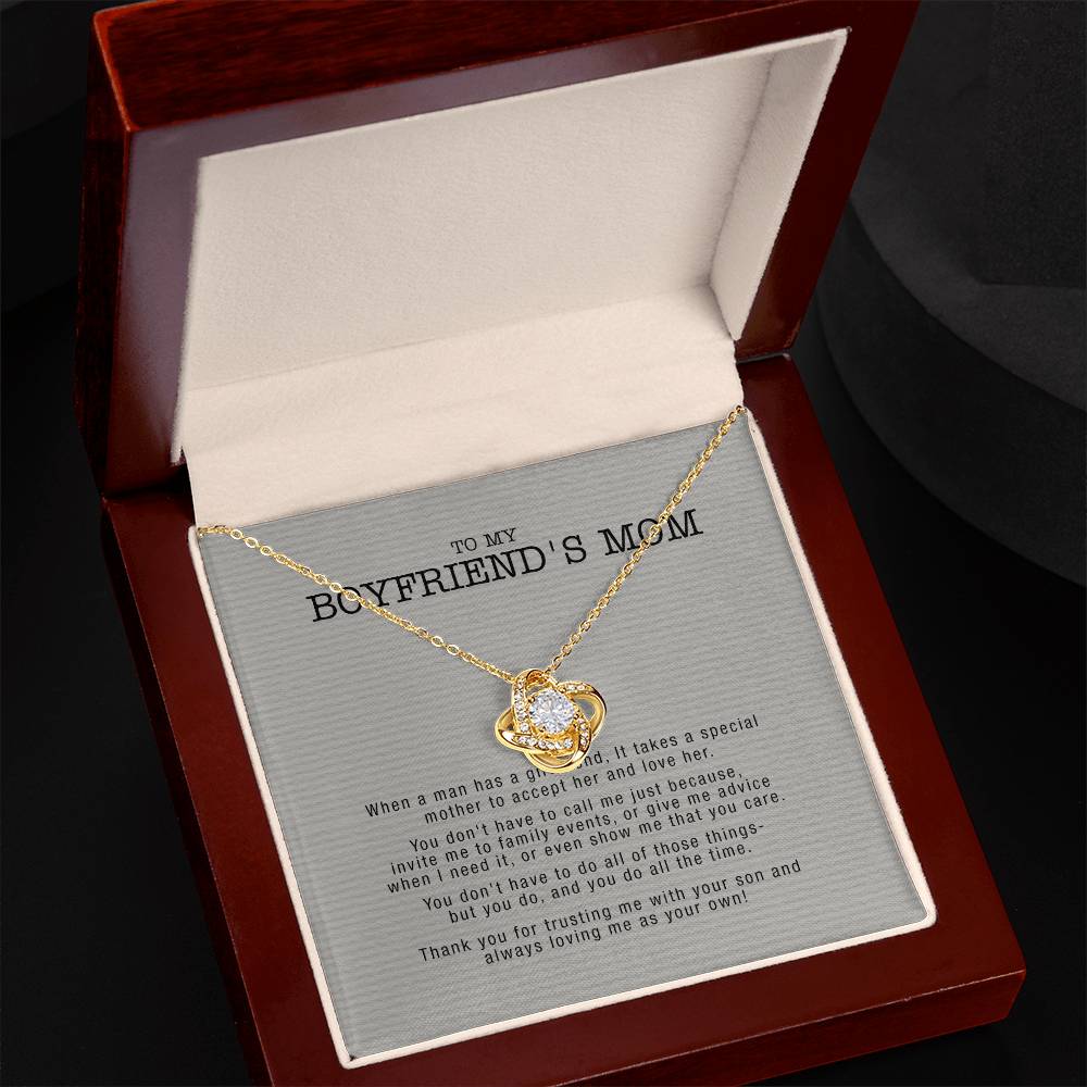 Gifts for Boyfriend's Mom Necklace, To My Boyfriends Mom Necklace, Boyfriend's Mom Gifts, Gifts For My Boyfriends Mom Love Knot Necklace From Man, Boyfriends Mom Christmas Necklace Mother's Day
