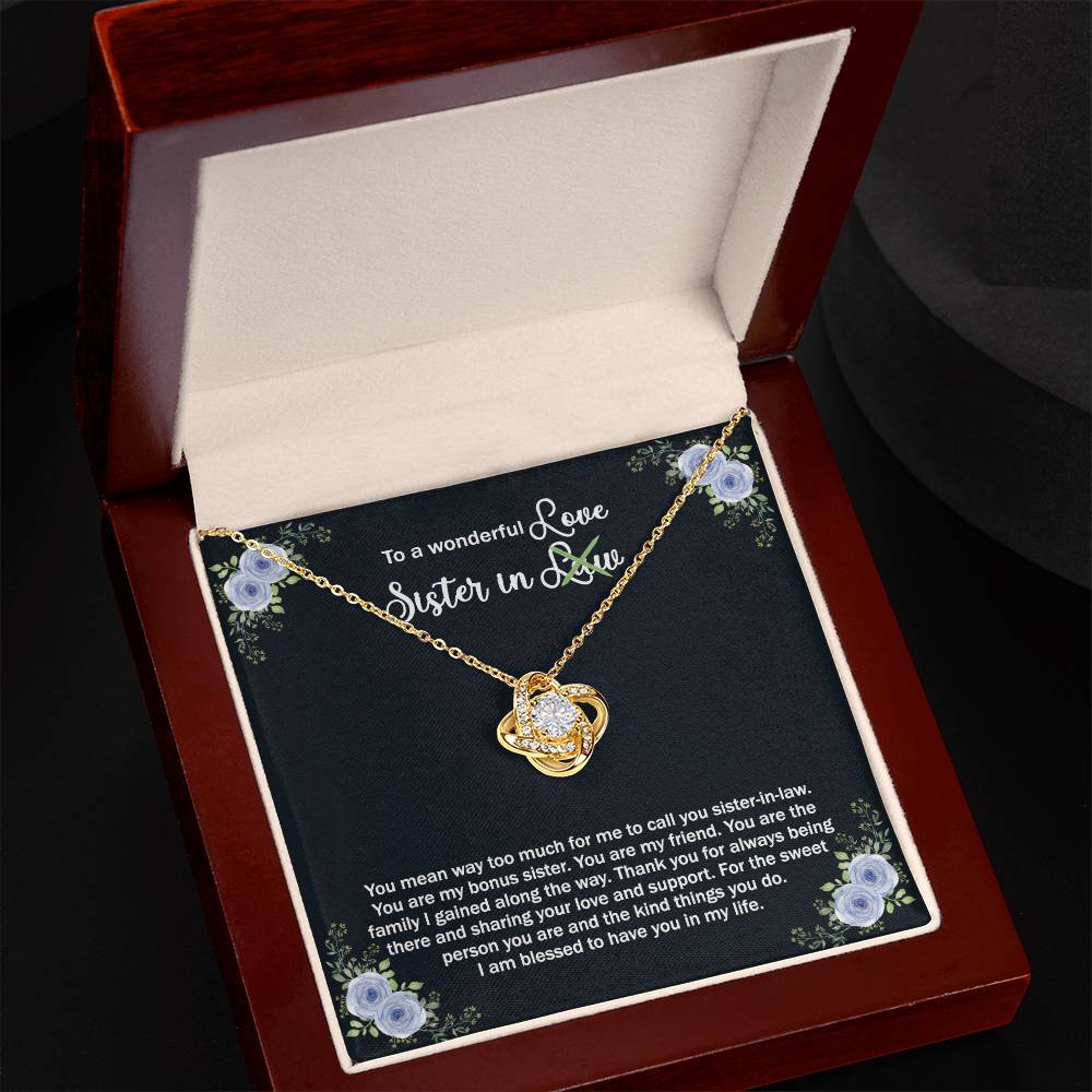 To A Wonderful Sister In Law Love Knot Necklace From Sister, I Love You Sister Gift Necklaces Sister-in-Law Gift Pendant Love Knot Jewelry Gift For Sister In Love Necklace, Unbiological Sister Gift