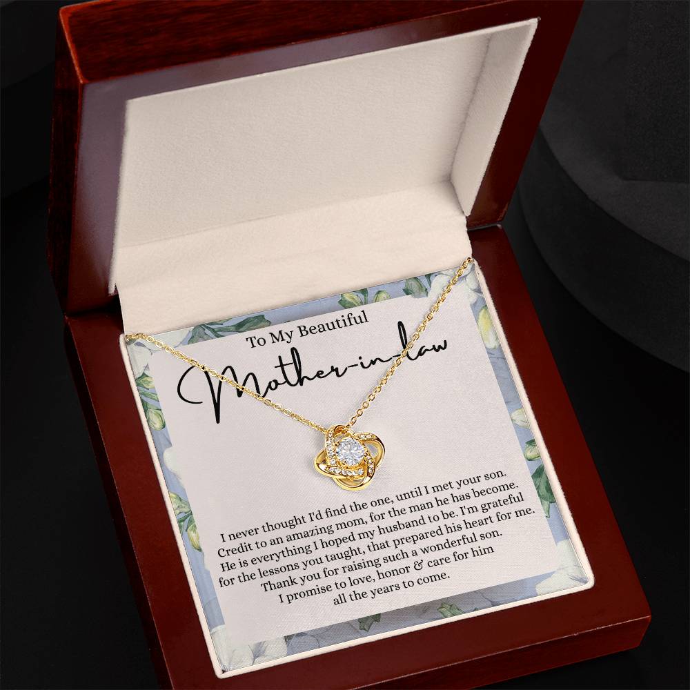 Mother In Law Gift Necklace, To My Beautiful Mother In Law Love Knot Necklace Gift From Daughter In Law, Mother And Daughter Gift Necklace Pendant, The Love Knot Necklace Gift For Mom Pendant