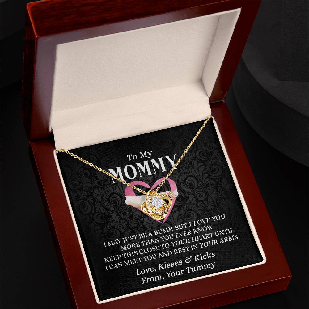 To My Mommy Gift Necklace, Mommy Love Knot Necklace From Tummy, Future Mom Gift Necklace, Pregnancy Gifts Necklace for First Time Moms, Sentimental Gift for Mothers, Mom To Be Gift Necklace