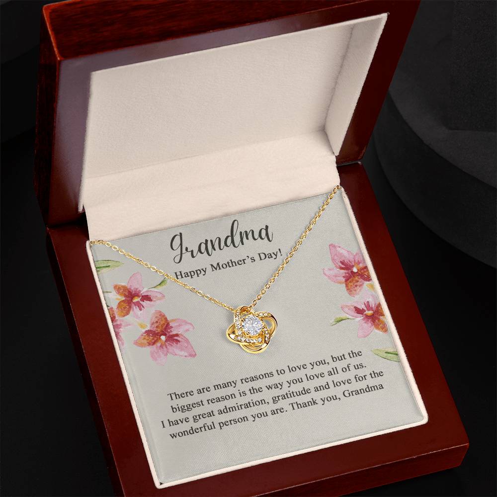 Grandma Gift Necklace - To My Grandma Love Knot Necklace from Granddaughter, Happy Mother's Day Necklace - Jewelry Gifts for Grandmother, Mimi, Gigi, Grammy on Mothers Day, Birthday, Christmas