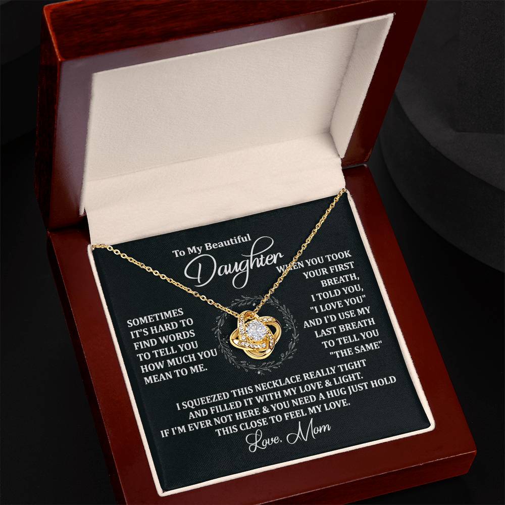 To My Beautiful Daughter Necklace Gift From Mom To Daughter, The Love Knot Necklace, Graduation Gift, Birthday Gift, Mothers Day Jewelry Birthday Gift For Daughter, Mother And Daughter Gift Jewelry