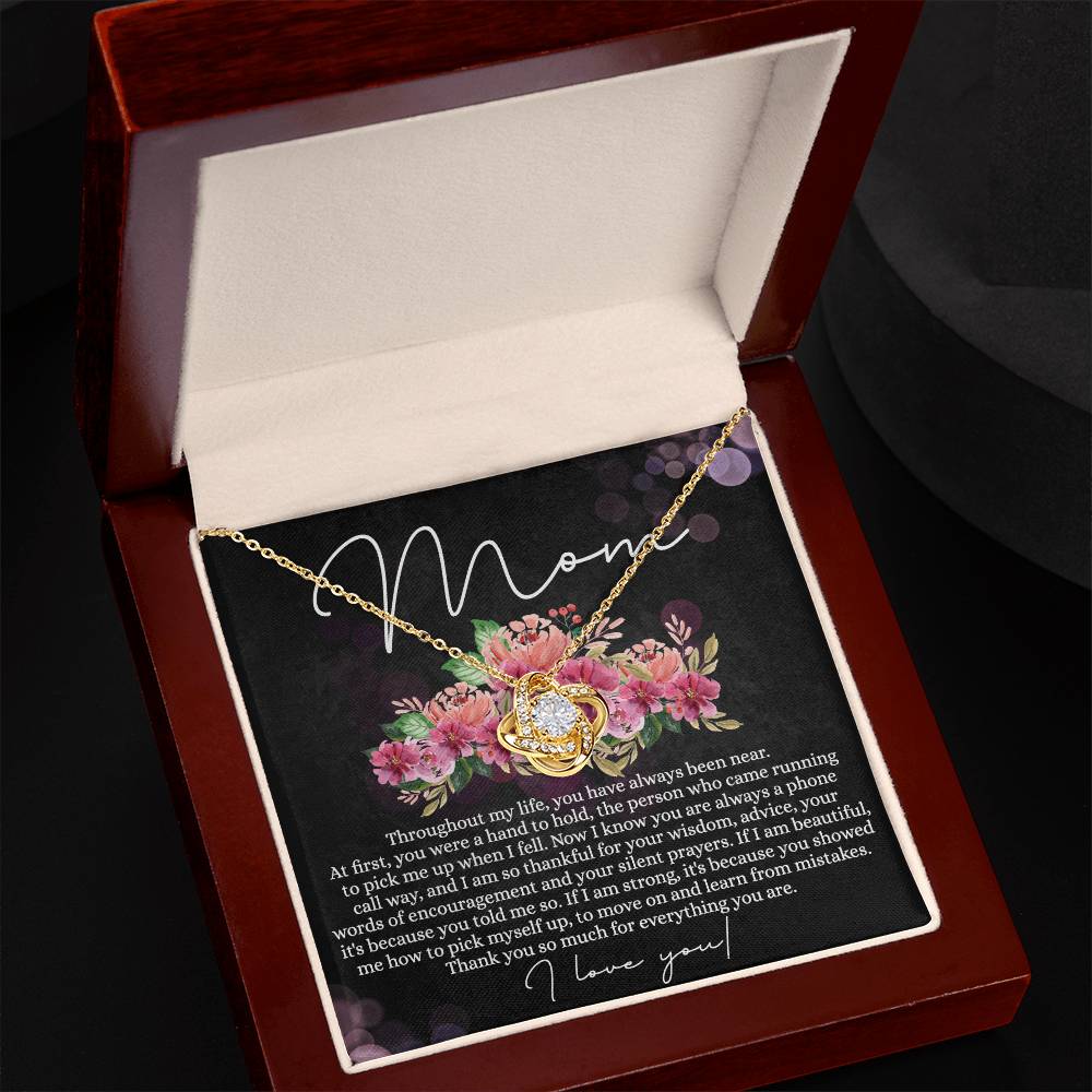Mom Gift Necklace, To My Mom Love Knot Necklace From Daughter, Thank You Necklace Gift For Mom, Mother's Day Necklace Gift For Mom, Birthday Gift For Mom, Anniversary Jewlry Gift For Women