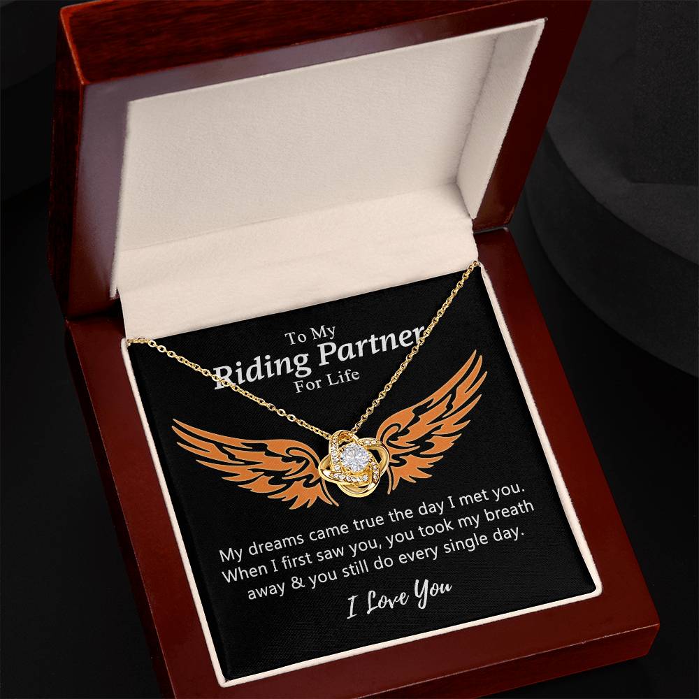 To My Riding Partners For Life Necklace, Gift Necklace For Motorcycle Wife, Love Knot Necklace Gift For Biker Wife, Necklace Gift for Girlfriend, Wife on Valentines Day, Romantic Gift Neklace Birthday