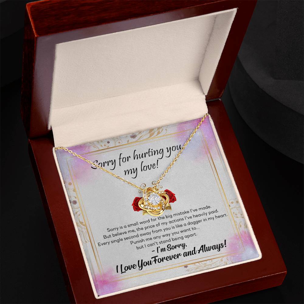 To My Girlfriend Necklace From Boyfriend, Husband, Sorry For Hurting You, My Love Knot Necklace With Message Card, I'm Sorry Gift Necklace For Soulmate, Wife On Valentine Day Gift For Wife, Soulmate