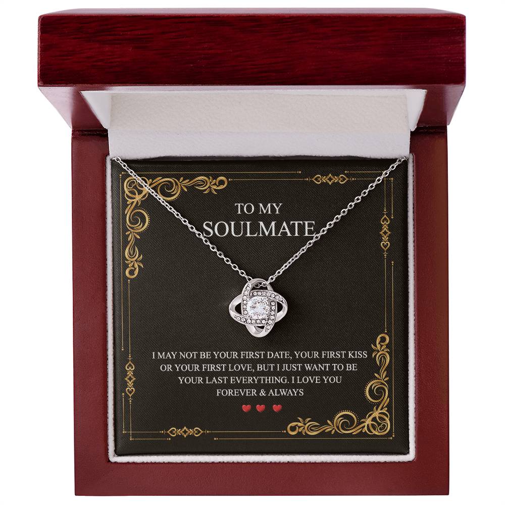 To My Soulmate Love Knot Necklace Gift From Husband To Wife, Girlfriend, Soulmate Gift Necklace On Valentines Day Anniversary, Christmas Necklace for Her Romantic, Jewelry Gift For Women