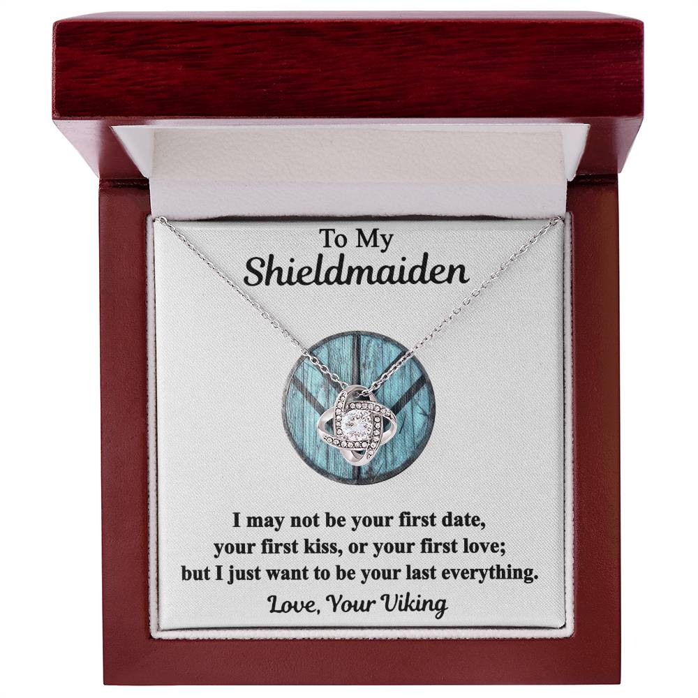 To My Shieldmaiden Necklace From Your Viking - Love Knot Pendant Gift From Wife, Fiancee, To My Shiedmaiden Love Knot Necklace Gift With Message Card and Gift Box, Jewelry Gift Ideas For Women