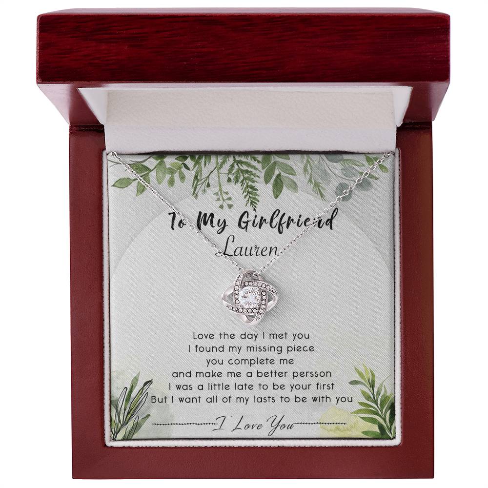 To My Girlfriend Necklace From Boyfriend, Husband, Beautiful Girlfriend Gift Necklace - Jewelry Gift For Girls, Love The Day Love Knot Pendant Gift For Girlfriend, Soulmate Personalize Necklace
