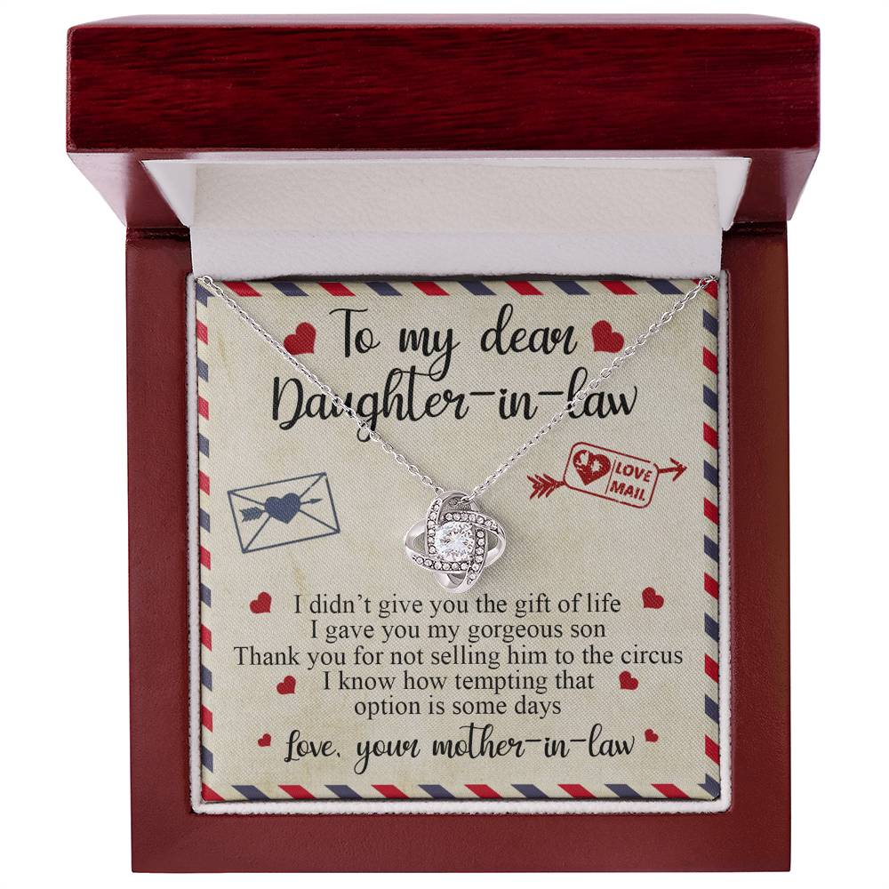 To My Dear Daughter-in-Law Gift Necklace From Mother In Law, Luxe Love Knot Necklace Gift Set, Necklaces For Girls, Little Girl Daughter In Law Gifts Necklace, Jewelry Gifts For Women Gifts