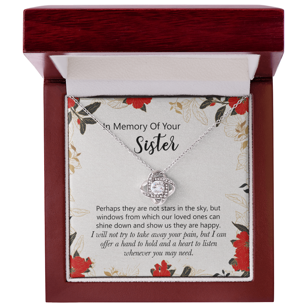 In Memory Of Your Sister Love Knot Necklace Gift For Sister, Sympathy Loss Of Sister Necklace, Memorial Gift Pendant For Loss Of Sister, Sympathy Gift Loss Of A Sister, Jewelry Gift for Women