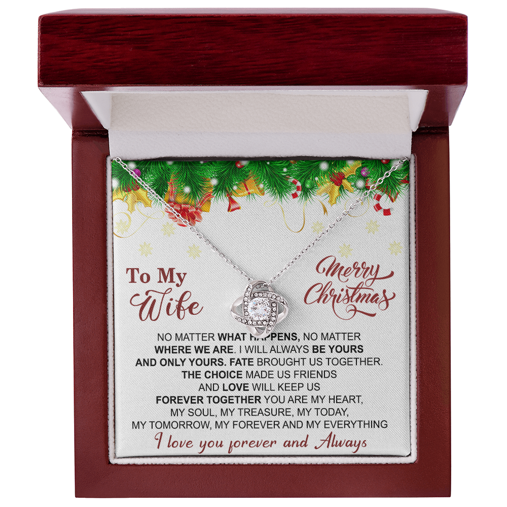 Gift Christmas Necklace For Wife, To My Wife Necklace From Husband, Love Knot Jewelry Gift For Wife, Husband To Wife Love Knot Pendant For Wife Jewelry Gift For Women Merry Christmas Necklace