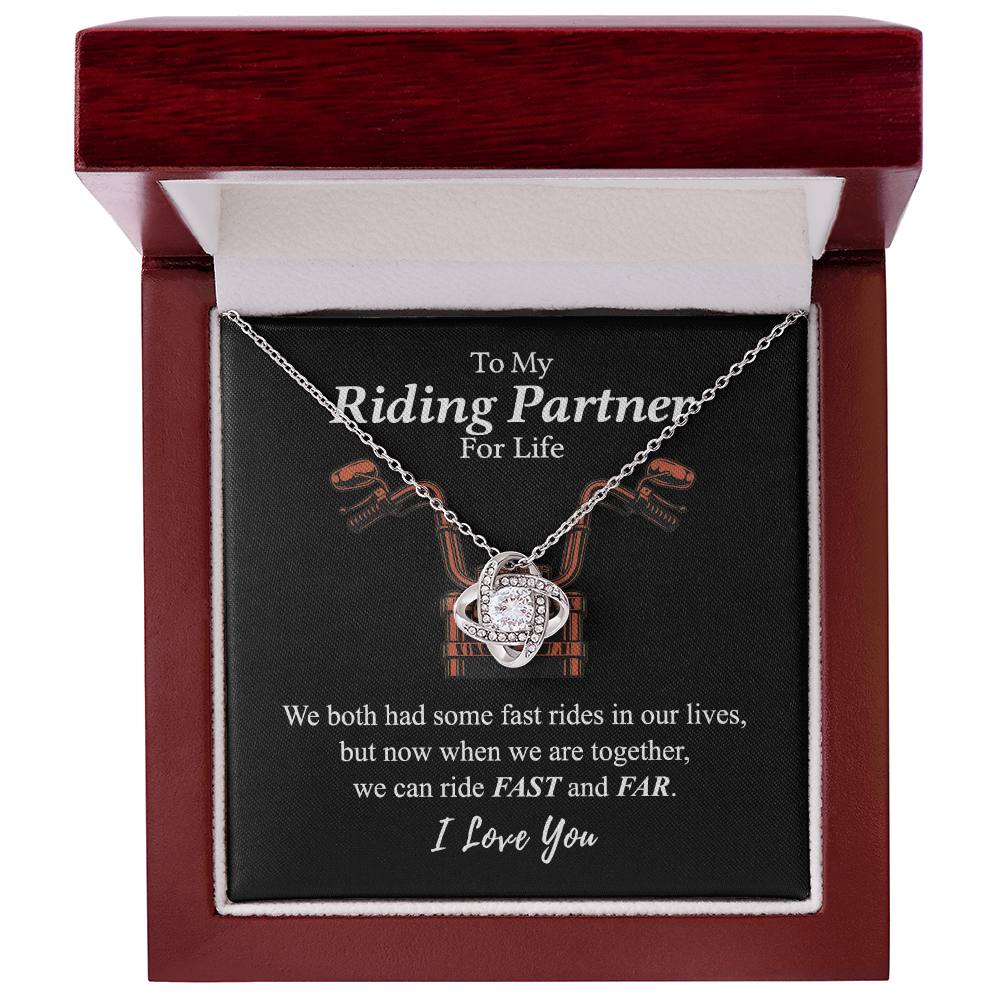 Gift Necklace For Motorcycle Wife, Love Knot Necklace Gift For Biker My Riding Partner For Life, Let's Ride Fast And Far Necklace, Necklace Pendant On Birthday Xmas Graduation Jewelry Gift For Women