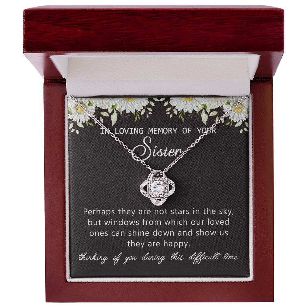 In Loving Memory Of Your Sister Love Knot Necklace, Sympathy Loss Of Sister Pendant, Sympathy Gift Box For Sister, Loss Of Sister Necklace For Sister, Condolence Gifts Pendant, Jewelry for Women